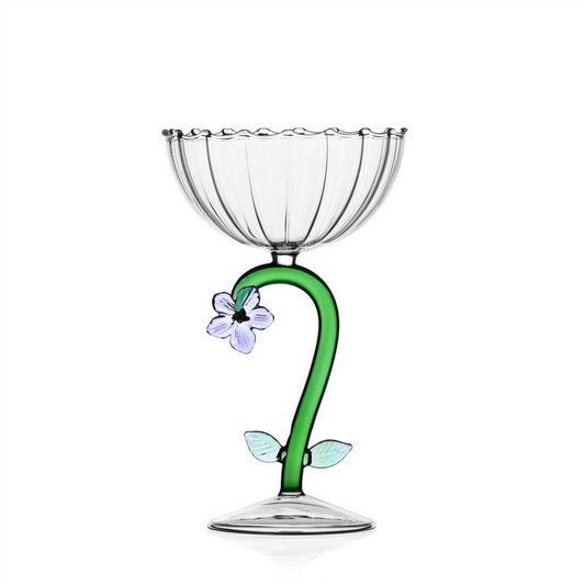 Champagneglas Coupe Botanica lila blomma