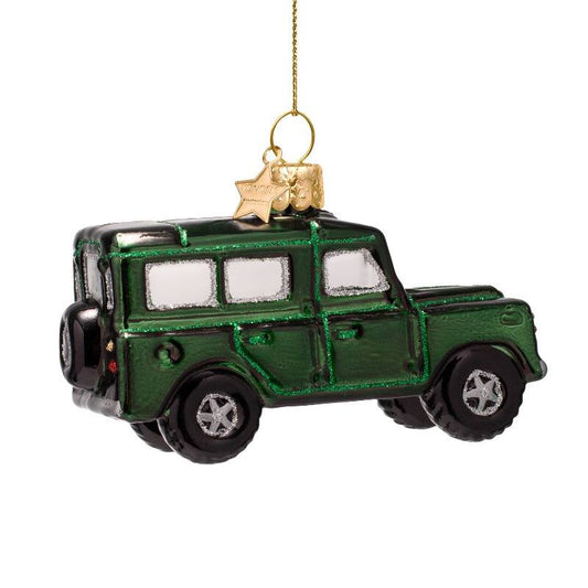 Julgranskula Jeep bil grön