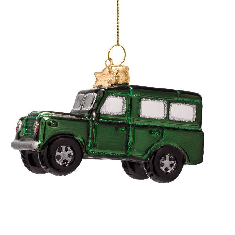 Julgranskula Jeep bil grön