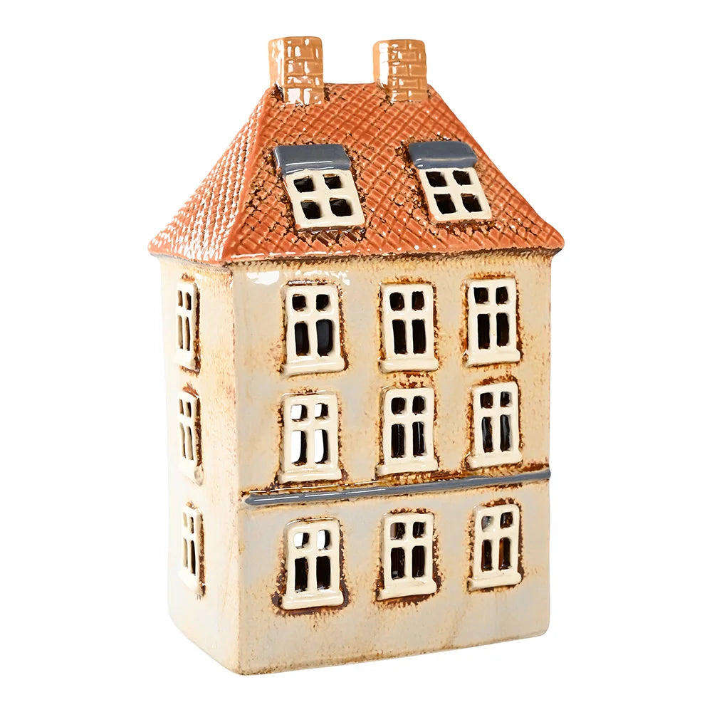 Danska hus till värmeljus beige skorstenar