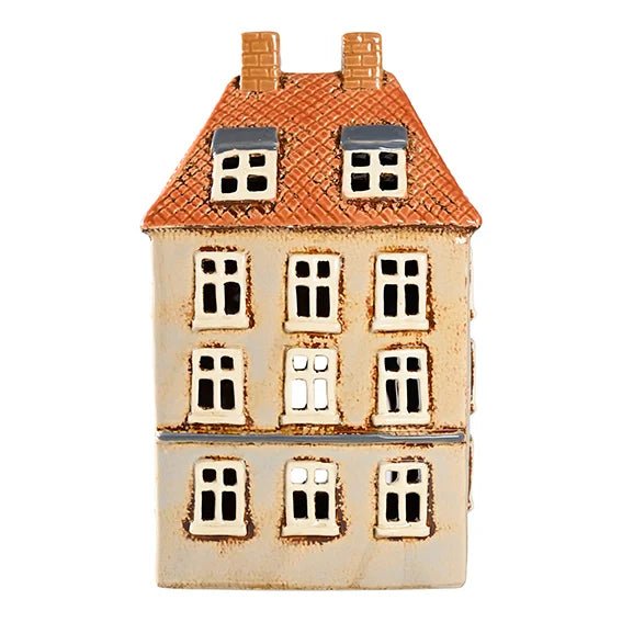 Danska hus till värmeljus beige skorstenar