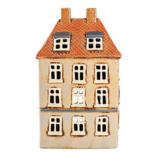 Danska hus till värmeljus beige skorstenar