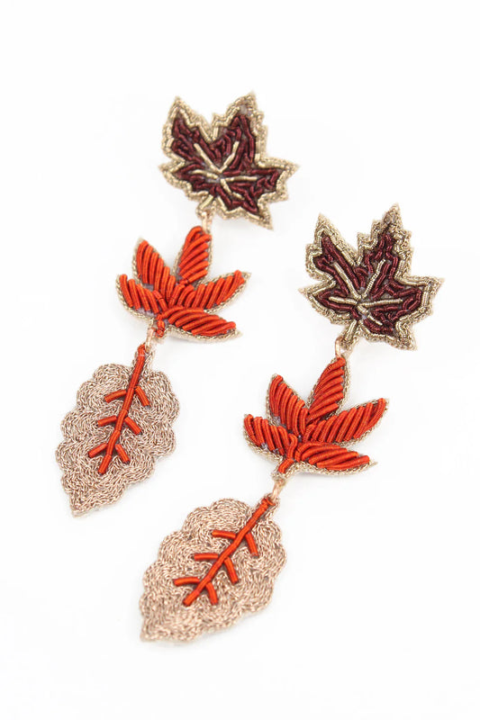 Örhängen tre höstlöv