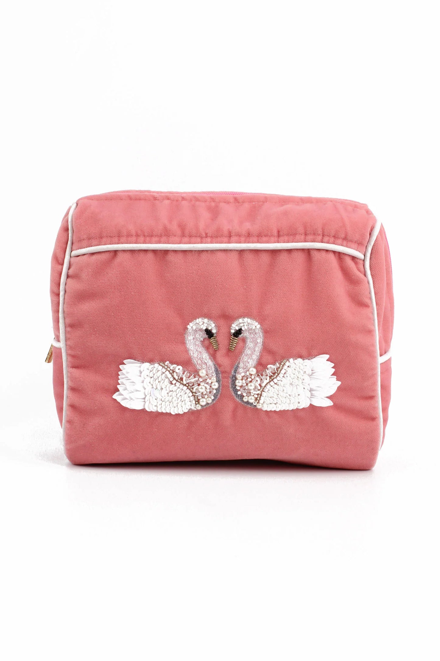 Broderad medium sminkväska/necessär svanar