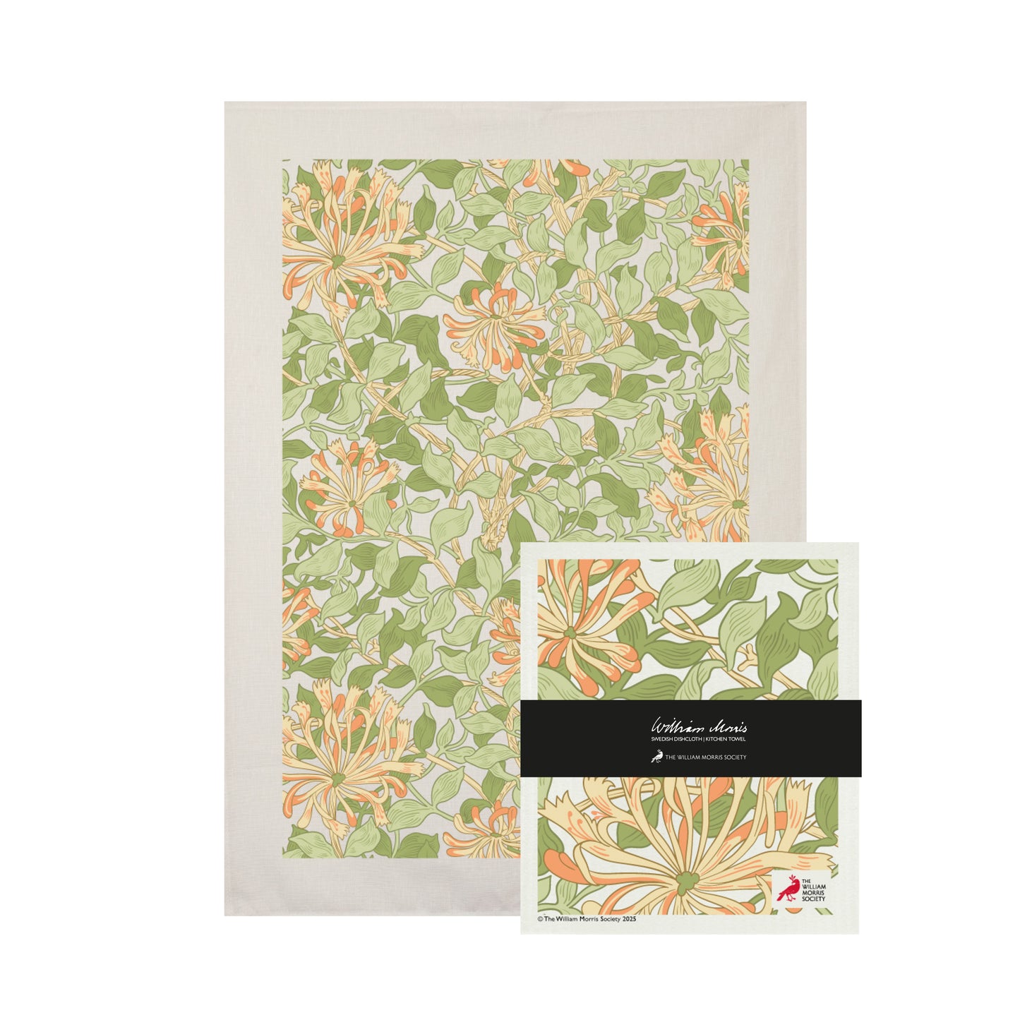 William Morris set kökshandduk och disktrasa Honeysuckle