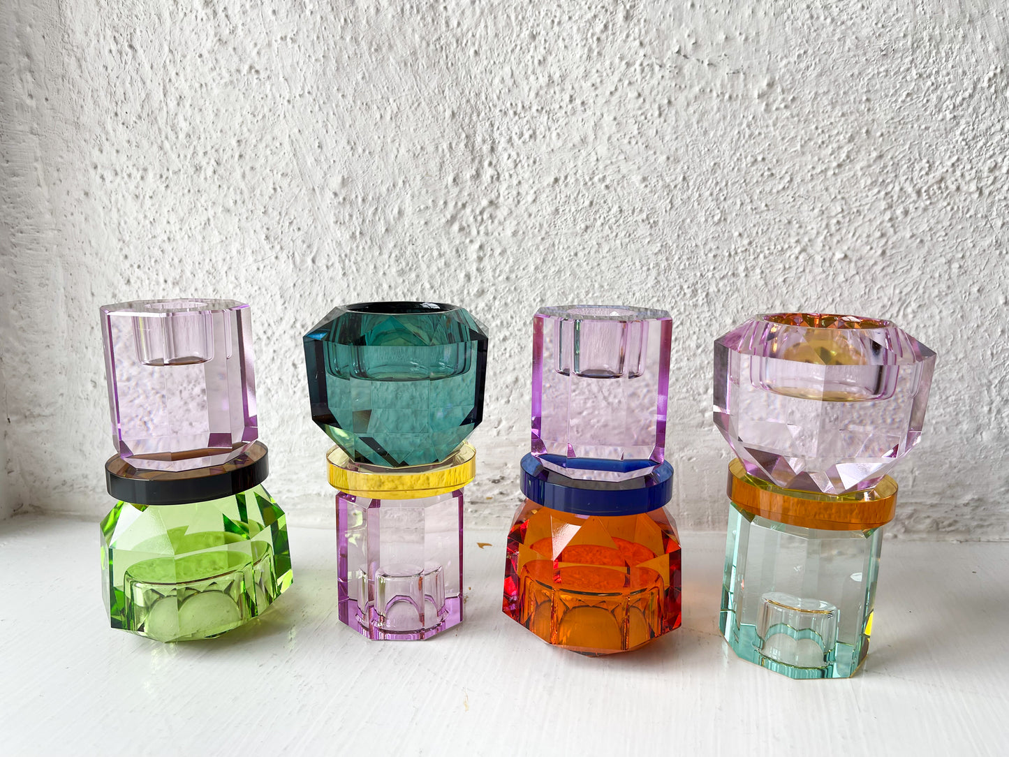 Ljusstake kristall värmeljus/stearinljus flera färger