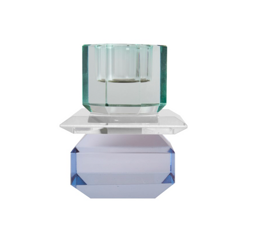 Ljusstake kristall Blå/mint