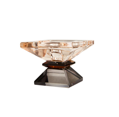 Ljusstake kristall blockljus/stearinljus aprikos/grå