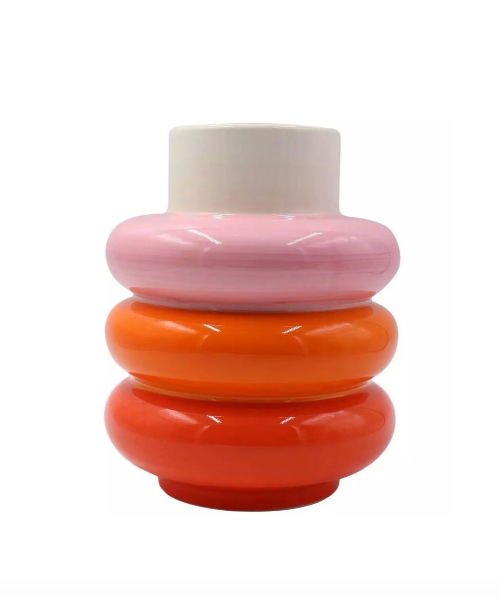 Vas orange/rosa randig