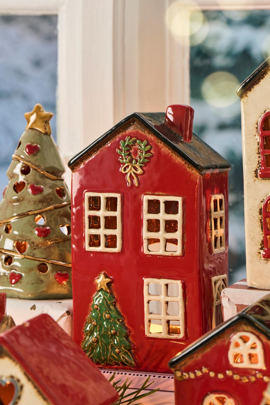 Danska julhus till värmeljus julgran