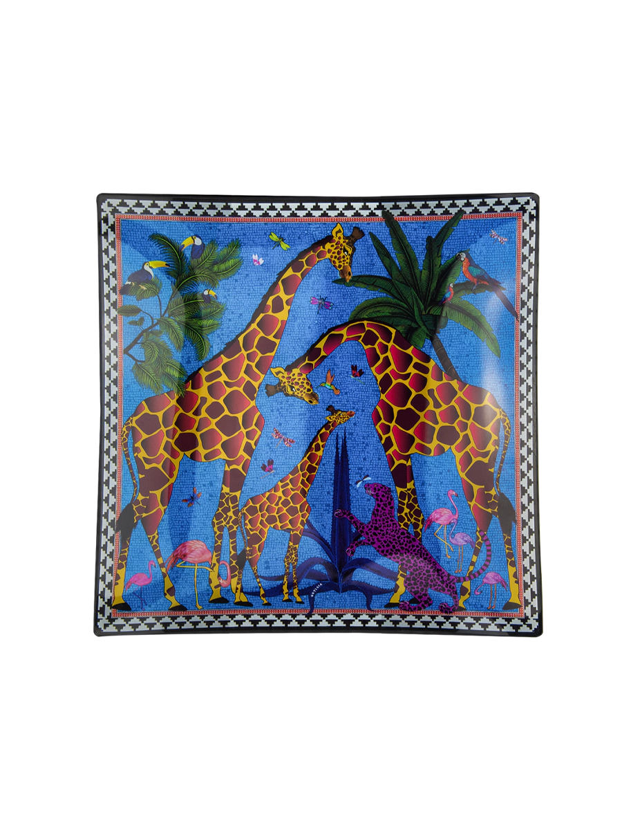 Glasfat Ortigia Giraffe 11 x 11 cm blå