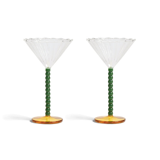 Glas coupe perle green 2-pack