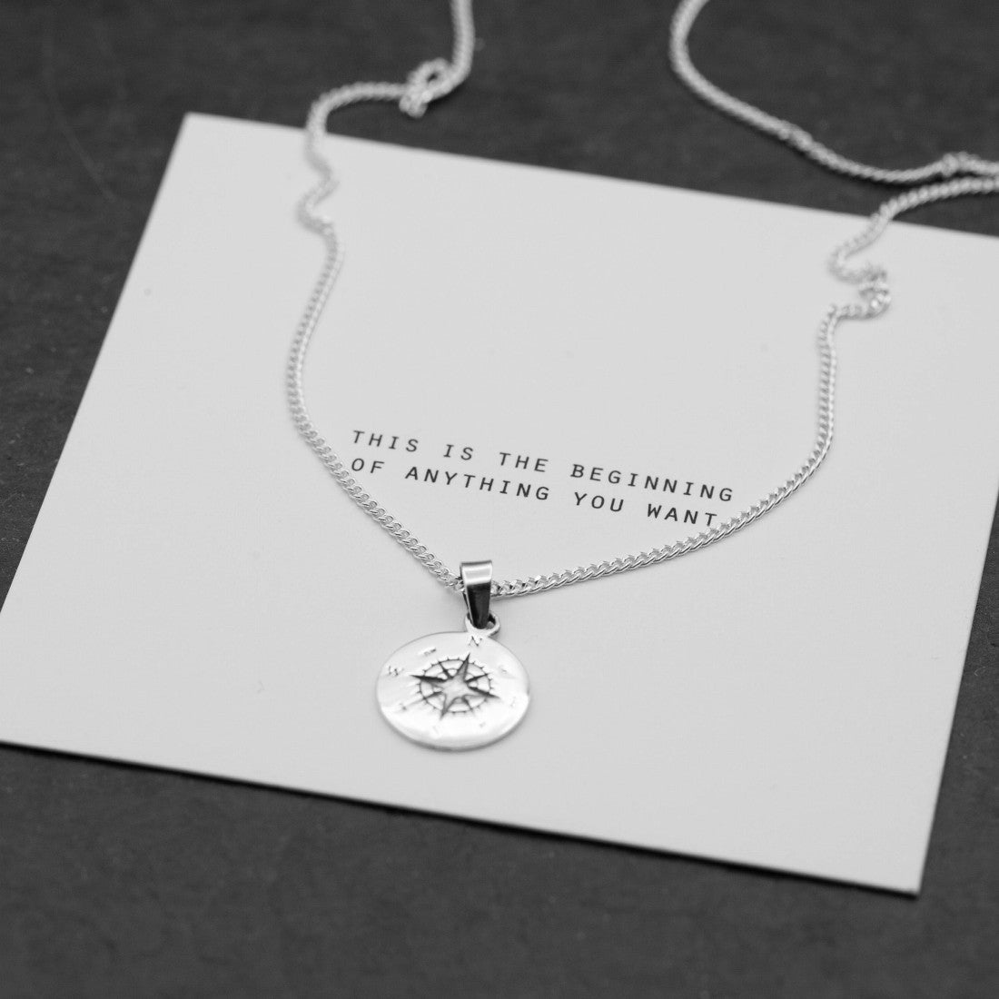 Silverhalsband kompass unisex