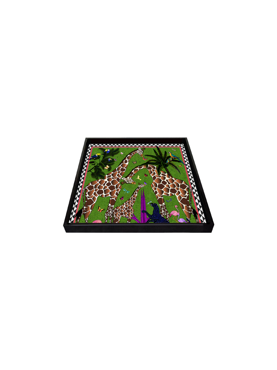 Bricka Ortigia Sicilia Giraff grön 16 x 16 cm