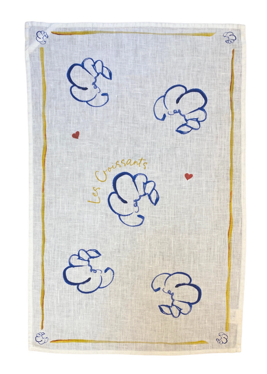 Kökshandduk linne - Croissants