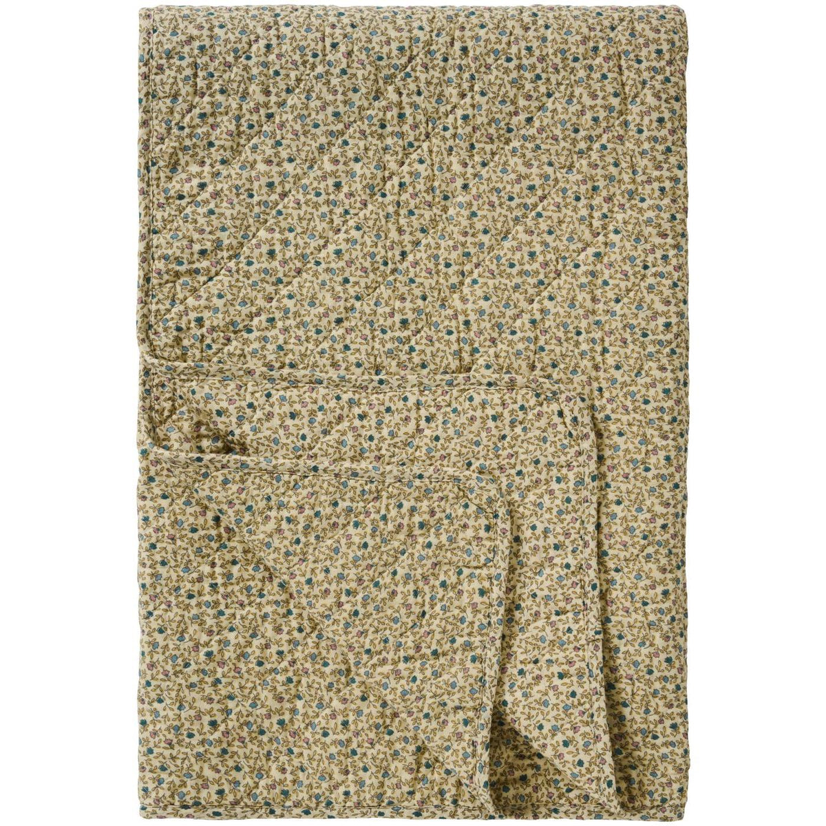 Quiltet plaid beige brunternet 180 x 130 cm