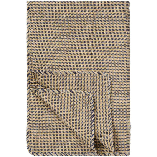 Quiltad pläd beige mörkblå 180 x 130 cm