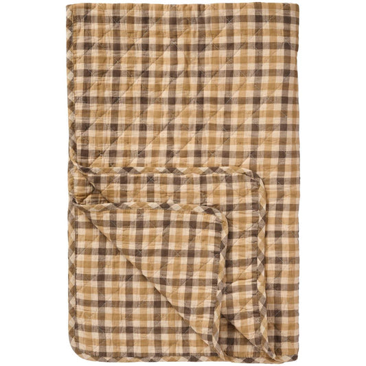 Quiltad pläd beige brun rutig 180 x 130 cm