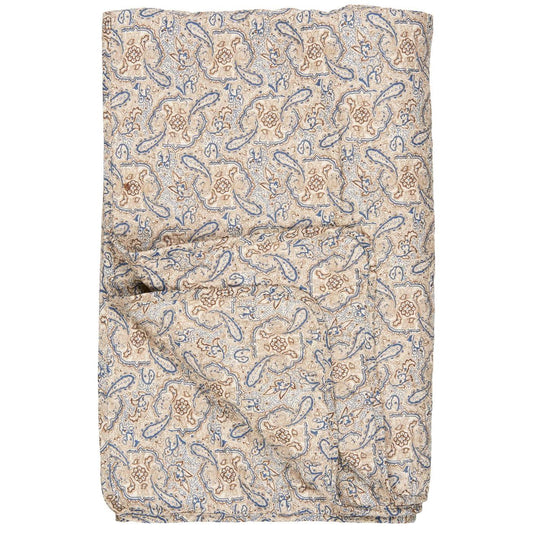 Quiltad pläd blå/beige paisley 180 x 130 cm