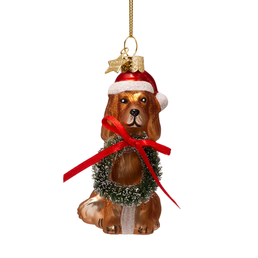 Julgranskula Cocker spaniel med julkrans