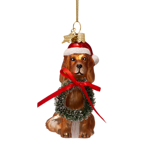 Julgranskula Cocker spaniel med julkrans