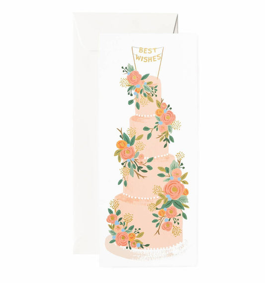 Bryllupskort aflangt Tall wedding cake