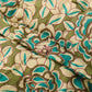 Vatteret plaid turkis blomster 170 x 130 cm