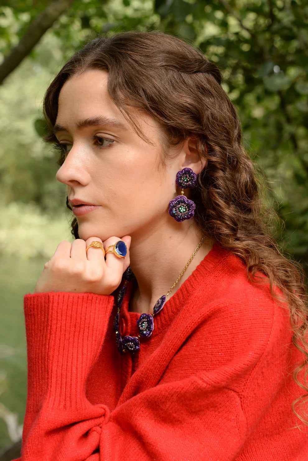 Örhängen Lila blommor