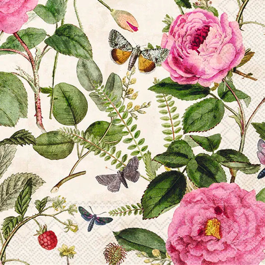 Servetter rosor fjärilar