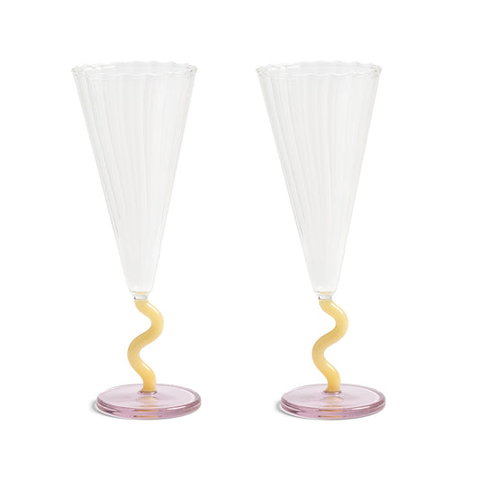 Glas champagne flute curve caramel 2-pack