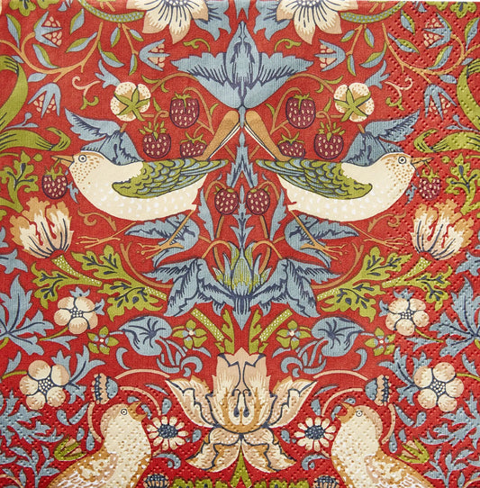 Servetter William Morris Strawberry thief red