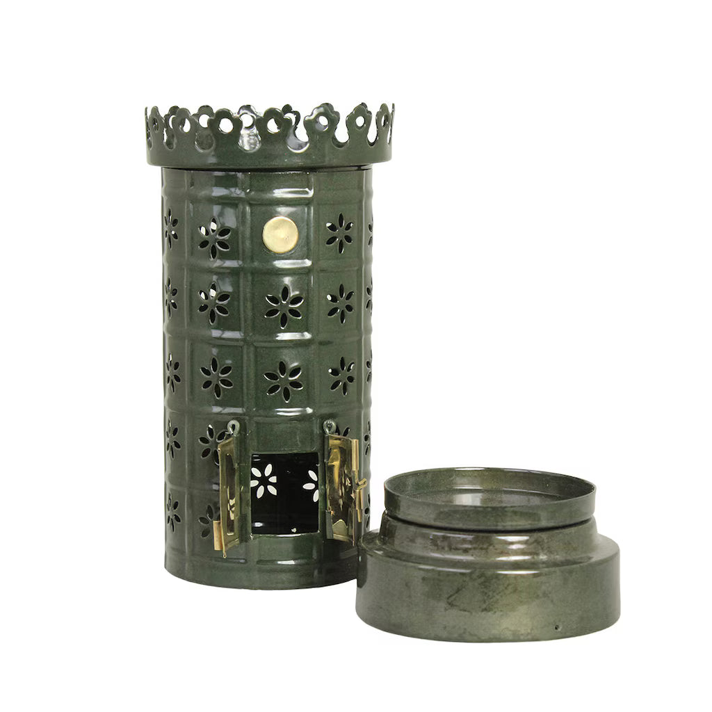 Kakelugn för värmeljus grön