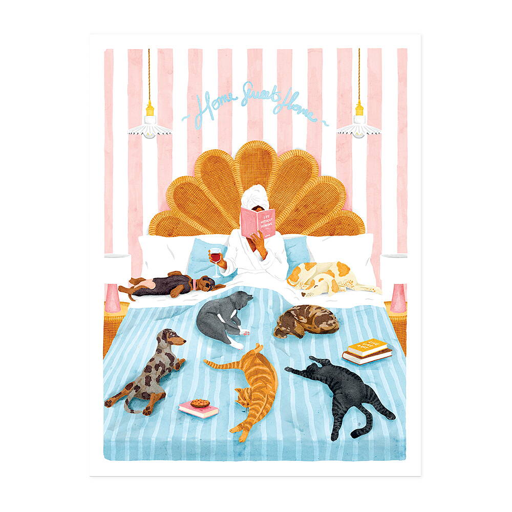 Notizbuch Hunde und Katzen im Bett