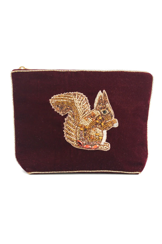 Broderad medium sminkväska/necessär Ekorre