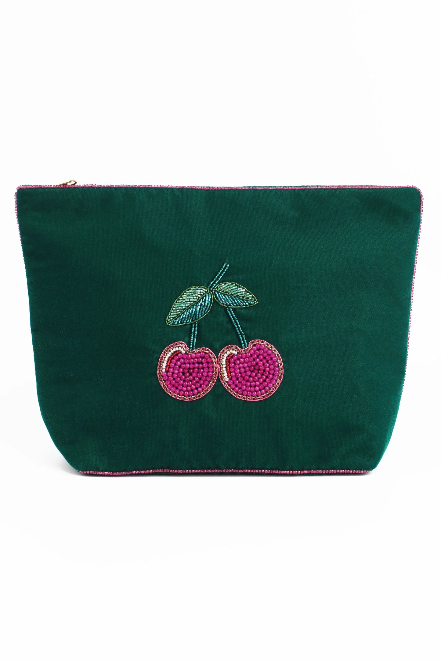 Broderad large sminkväska/necessär Körsbär