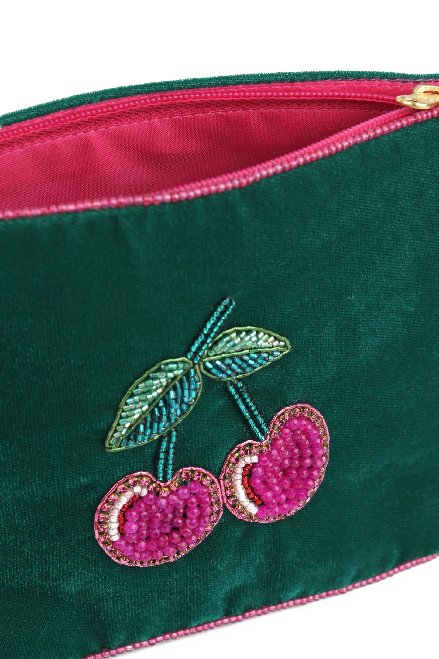 Broderad medium sminkväska/necessär Körsbär