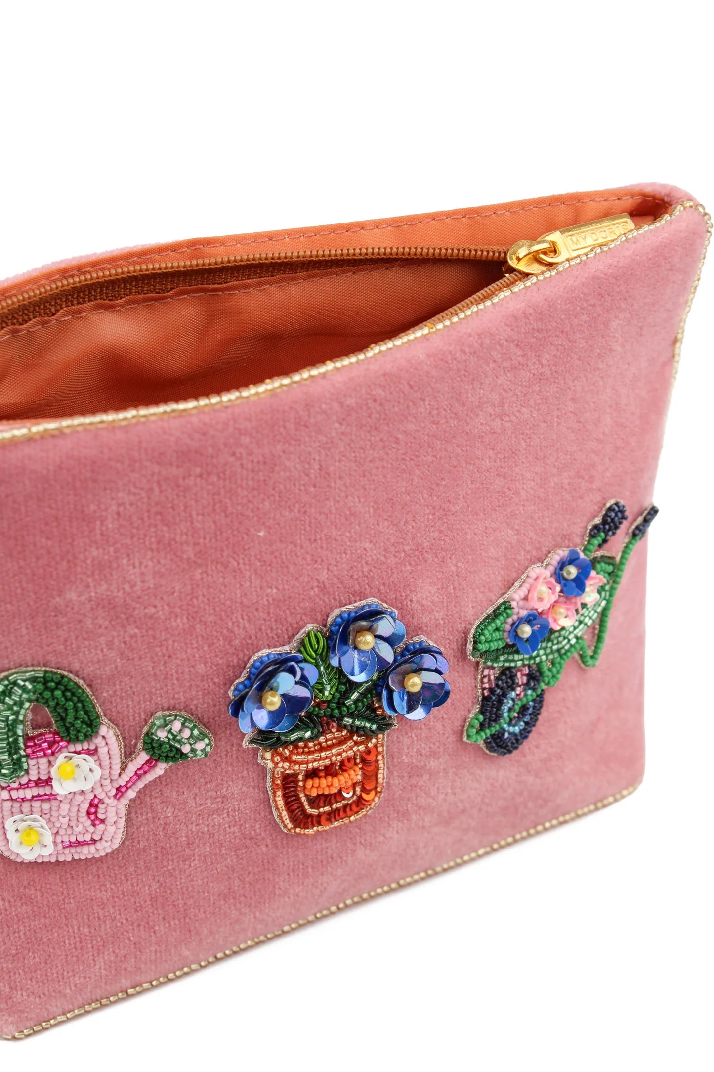 Broderad medium sminkväska/necessär trädgård