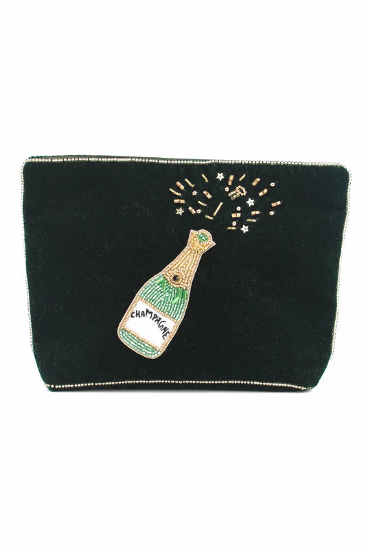 Broderad medium sminkväska/necessär Champagne