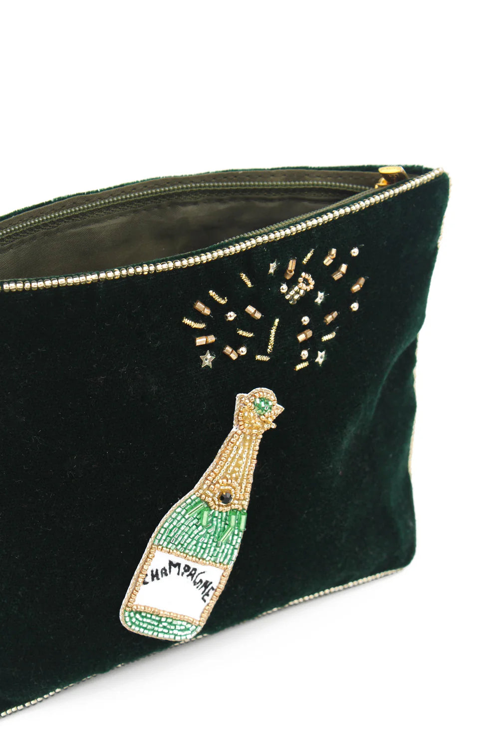 Broderad medium sminkväska/necessär Champagne