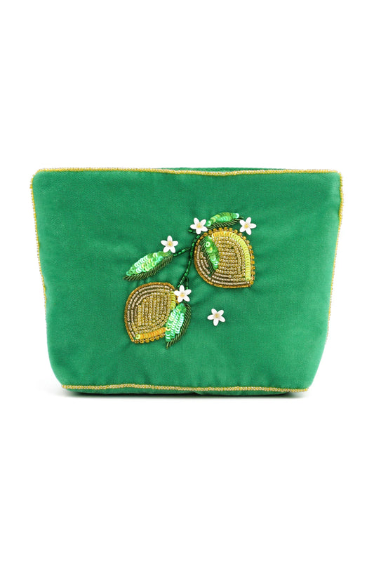 Broderad medium sminkväska/necessär Citroner