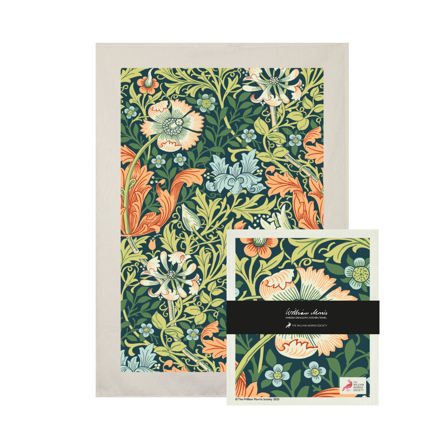 William Morris set kökshandduk och disktrasa Compton Green