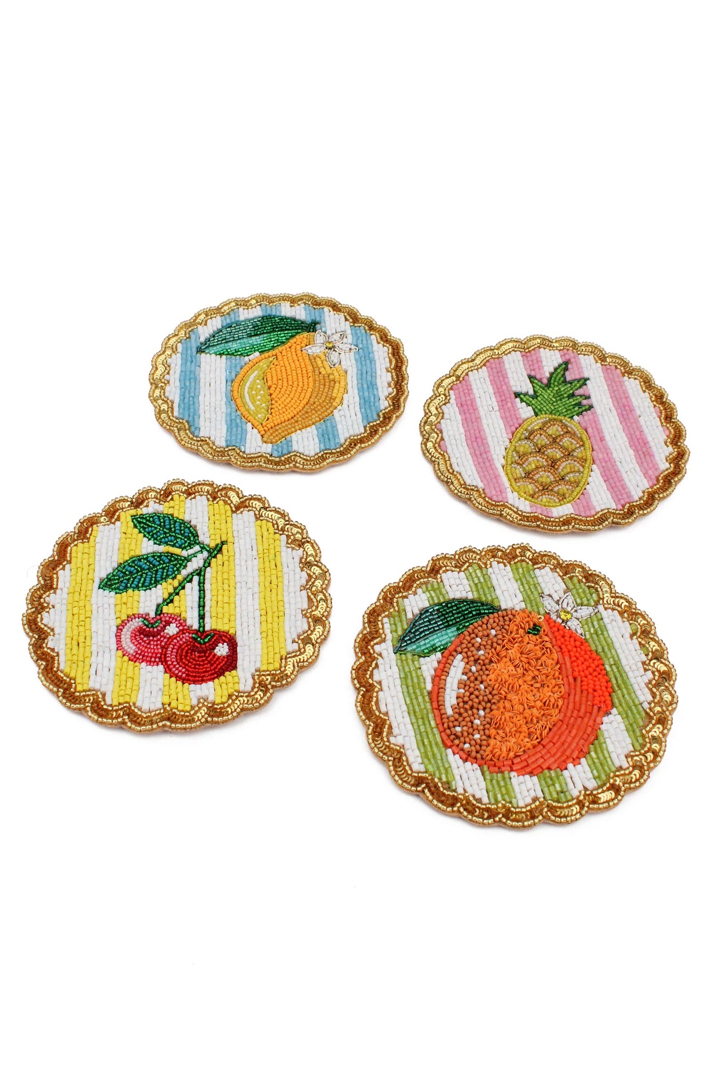 Coasters glasunderlägg frukter randig 4-pack