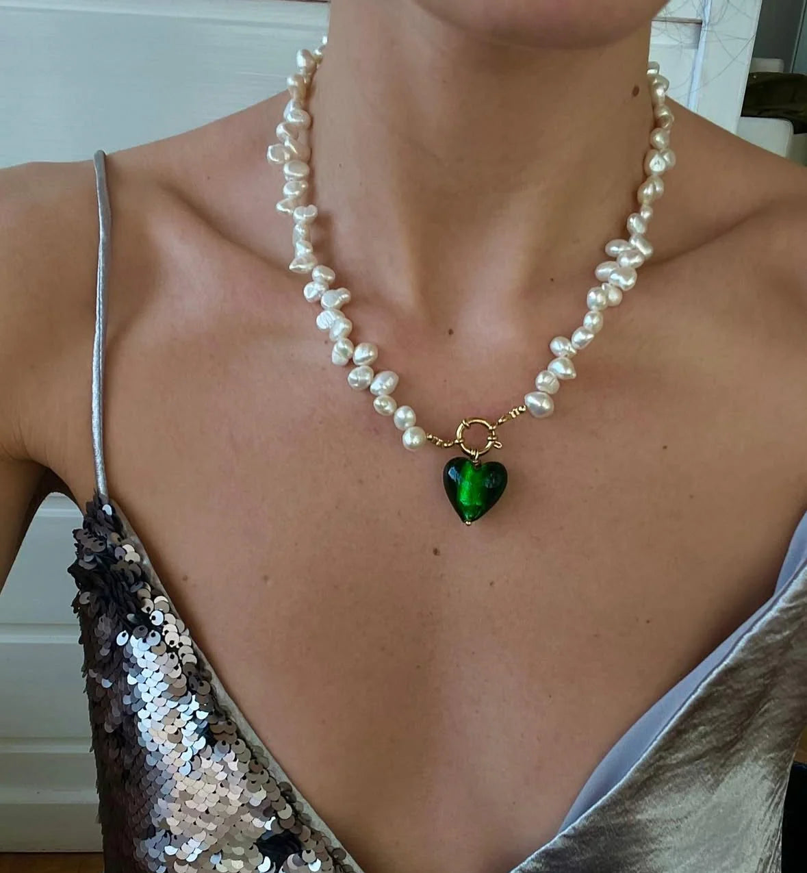 Massi halsband Love Pendant green