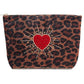 Broderad large sminkväska/necessär leopard hjärta