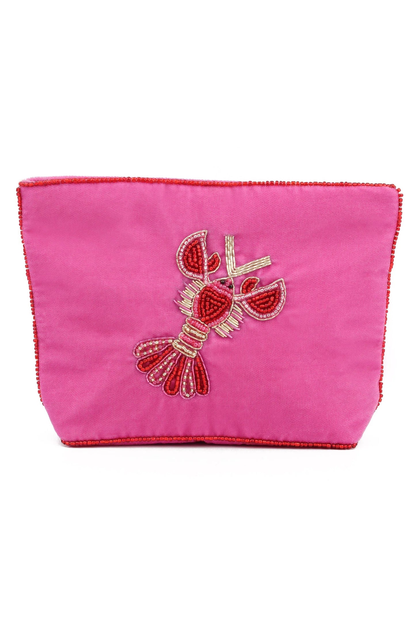 Broderet medium makeup-pung/toilettaske love lobster
