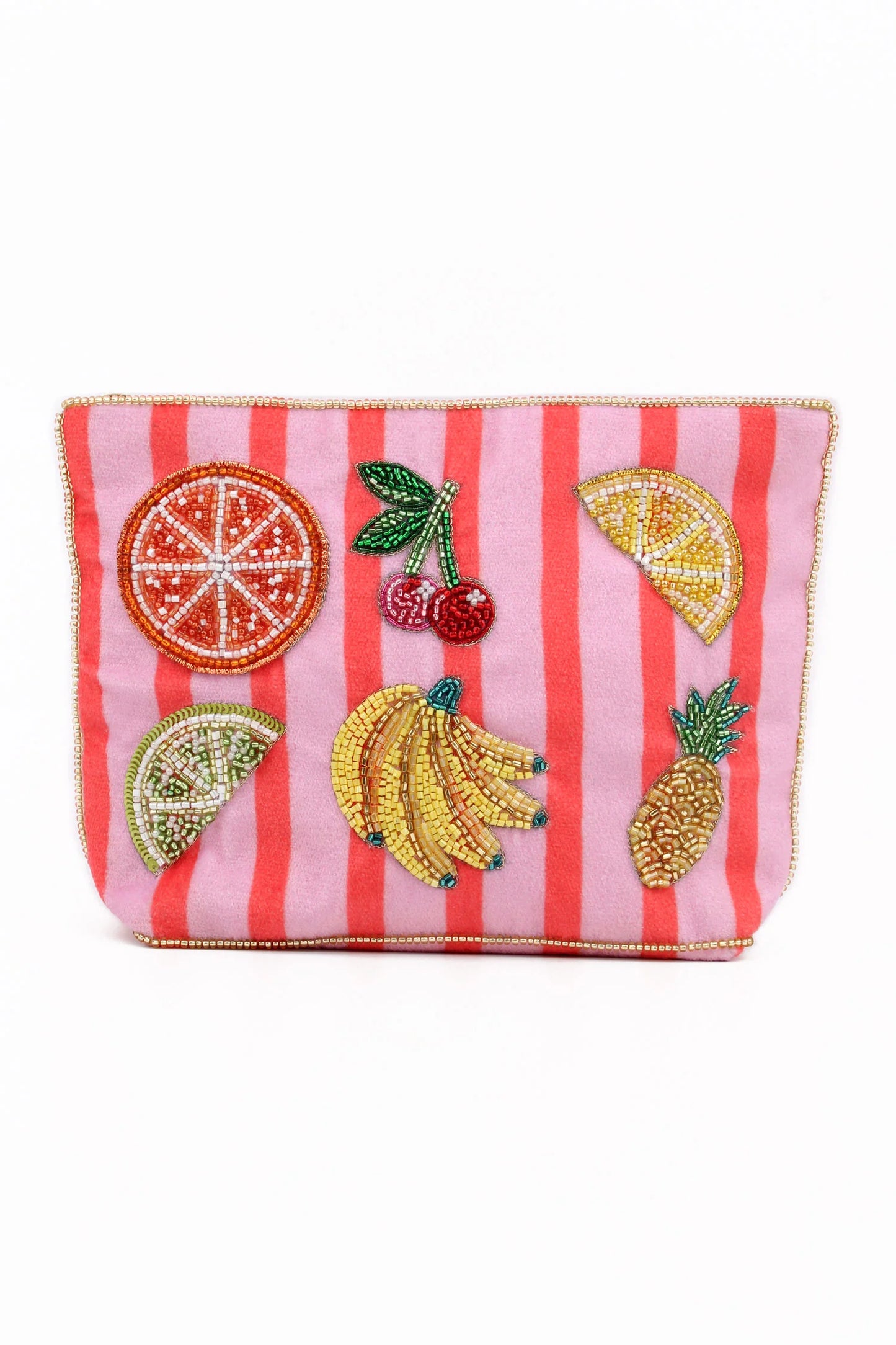 Broderet medium makeup-taske/necessaire kolibri