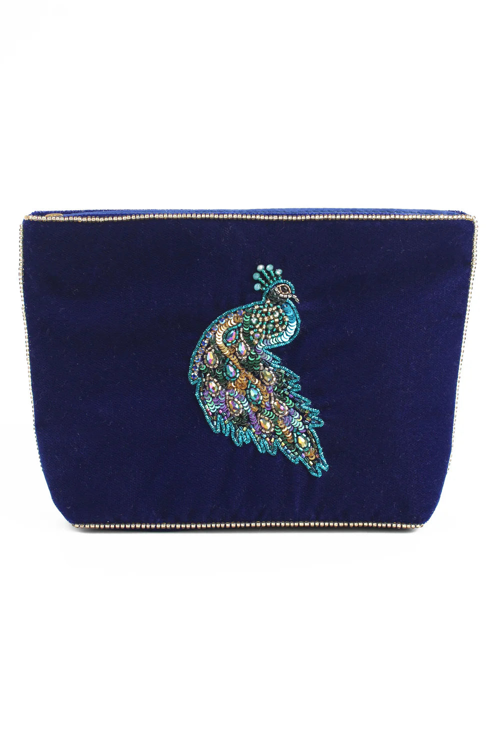 Broderad medium sminkväska/necessär Påfågel