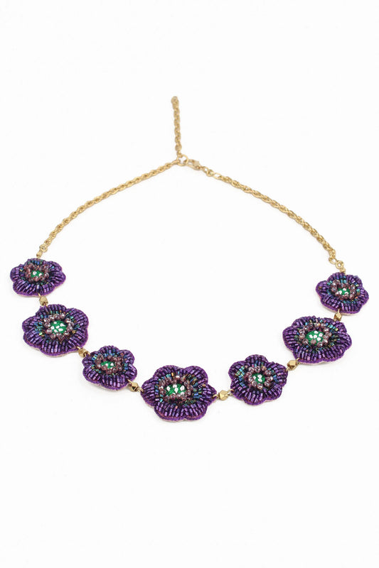 Halsband Lila blommor