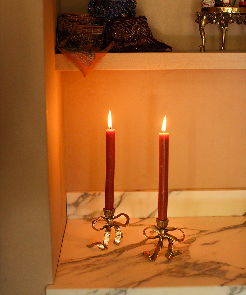 Rosett ljusstake i mässing
