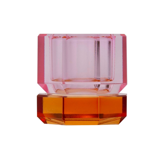 Kristall ljusstake i glas orange/rosa 4,5 cm